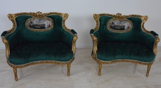 Zámecké řezbované sofa - čalouněné - mini - set