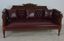 Řezbované sofa - kůže - masiv
