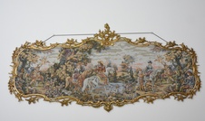 Zámecký obraz v bronzovém rámu - Na honu - gobelín
