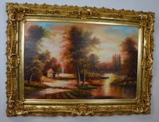 Zámecký obraz - Na samotě-olej na plátně XXL-192cm